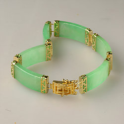 GOLD-greek-key-Chinese-Character-Segment-Green-Jade-Bracelet 