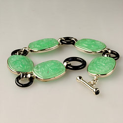 Chinese-Character-5-pieces-Green-Jade-Bracelet 