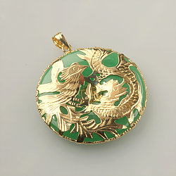 Disc-Dragon-Phoenix-14K-Solid-Gold-Jade-pendant