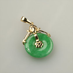 Gold-disc-cut-Green-Jade-pendant
