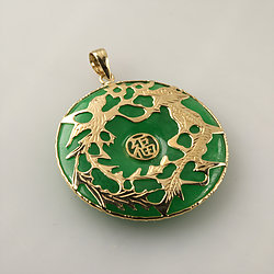 gold-Disc-Dragon-Phoenix-Jade-pendant