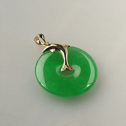 14K-gold-Gold-Dolphin-green-Jade-pendant