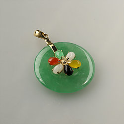 Gold-Disc-Cut-multi-color-Jade-pendant