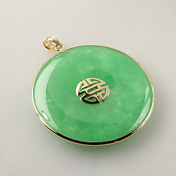14K- Gold-Disc-Cut-Grrek-key-green-Jade-pendant