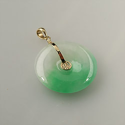 14K-Gold-Disc-Cut-good -luck-green-Jade-pendant