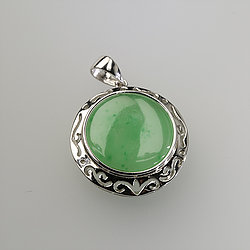 Sterling Silver 9mm Green Jade Ball Pendant PD475