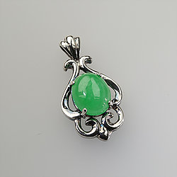 Sterling Silver 9mm Green Jade Ball Pendant PD475