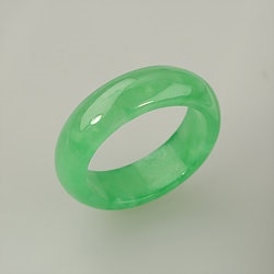 Solid Green Jade Ring Size 6.5 Stacking Ring Carved Natural Jade Stone Band Ring green jade ring jadeite jade band ring korea hanbok ring